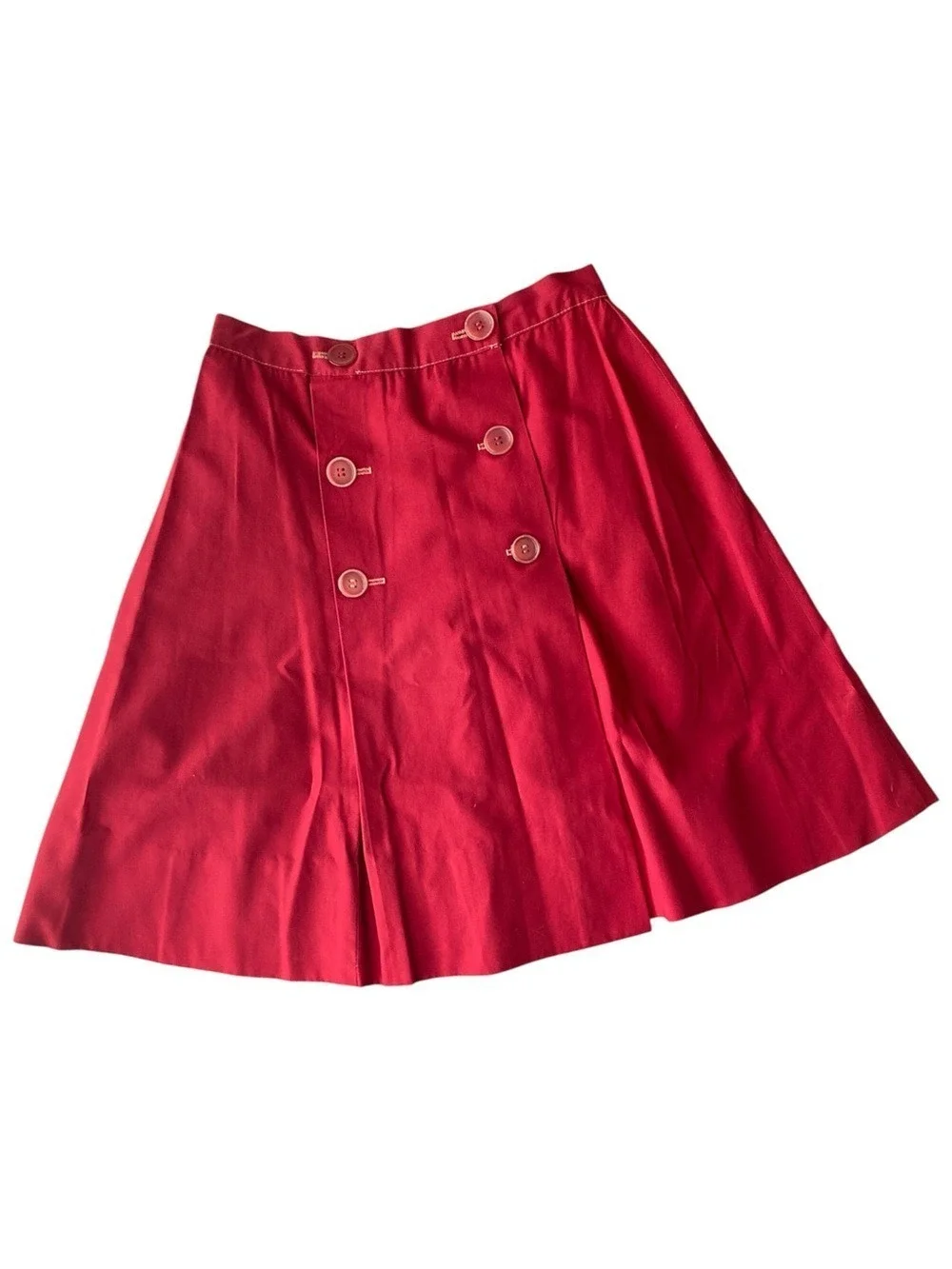 Russ vintage 60’s Red A-Line Skirt with Apple Printed Button-Up Top